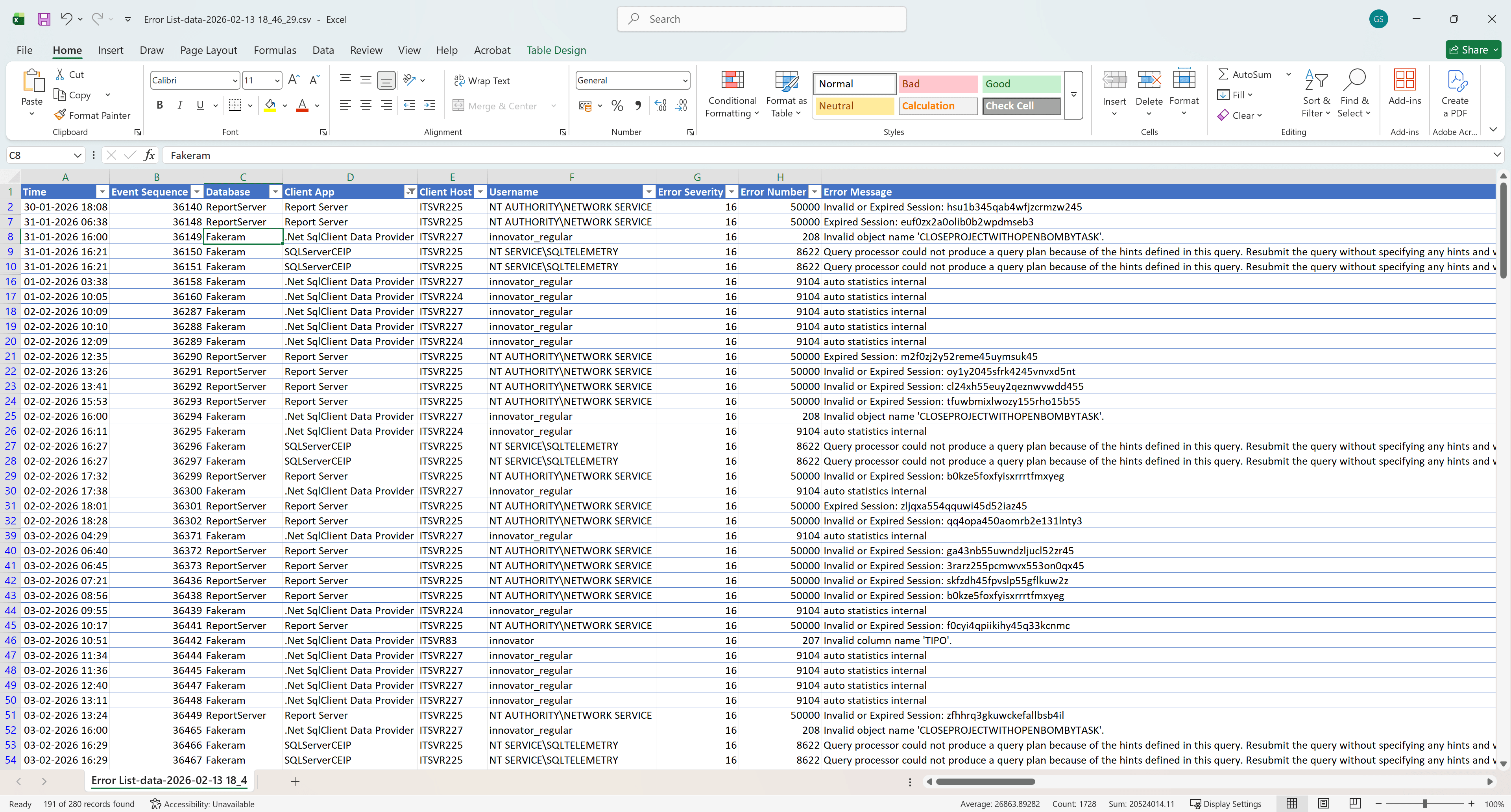 Export Errors Dialog